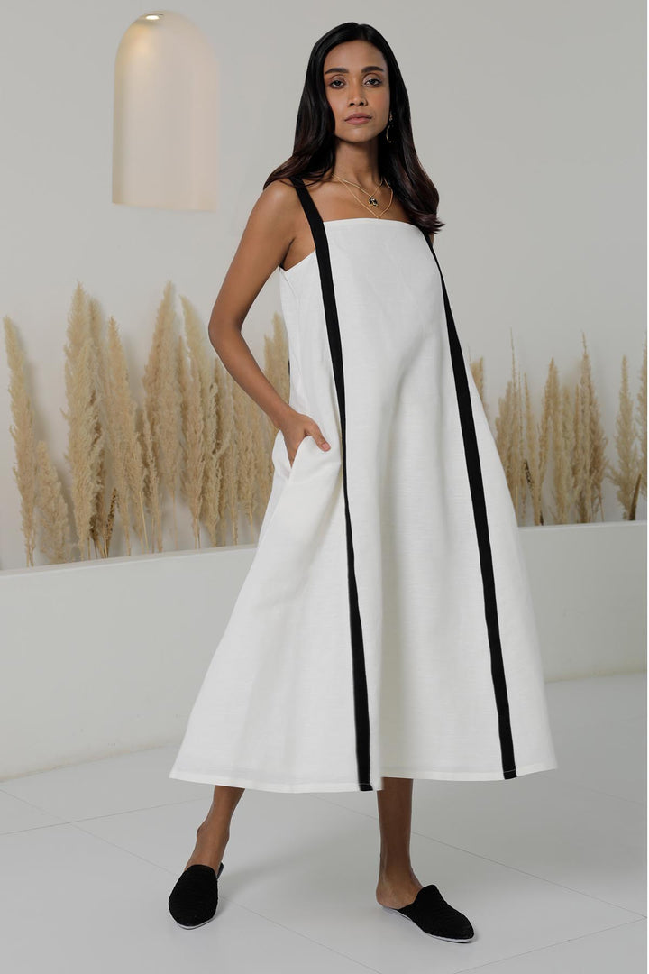 Shiro Kuro Contrast Strap Midi Dress