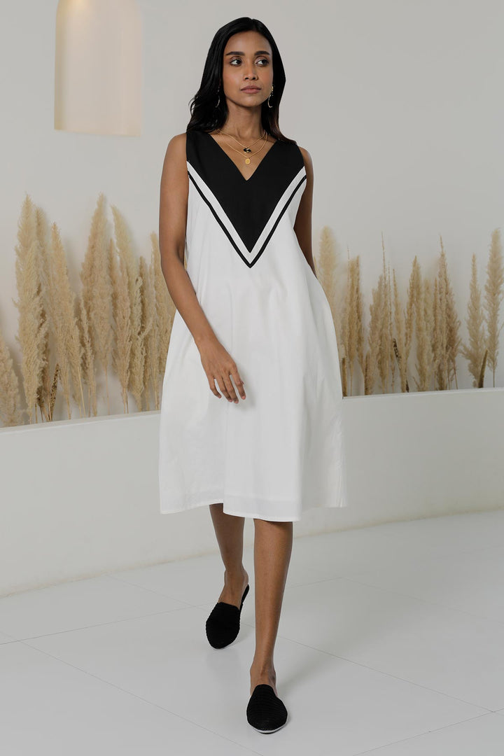 Shiro Kuro V-Neck Colour Block Dress