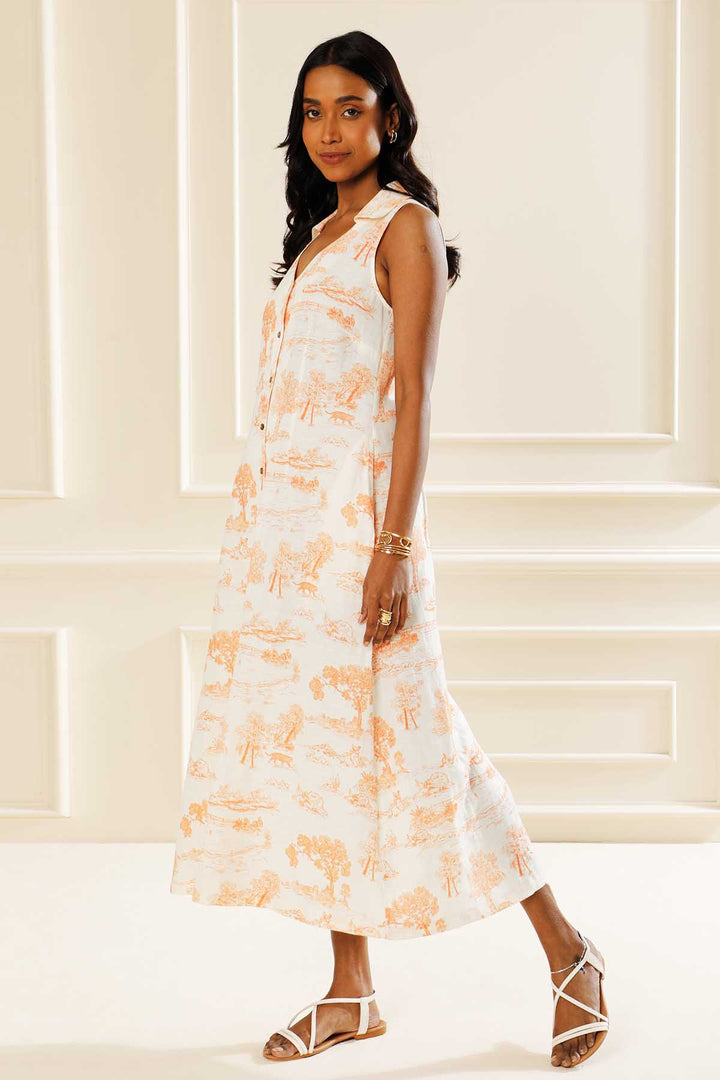 SIENNA TOILE PRINTED COLLAR DRESS