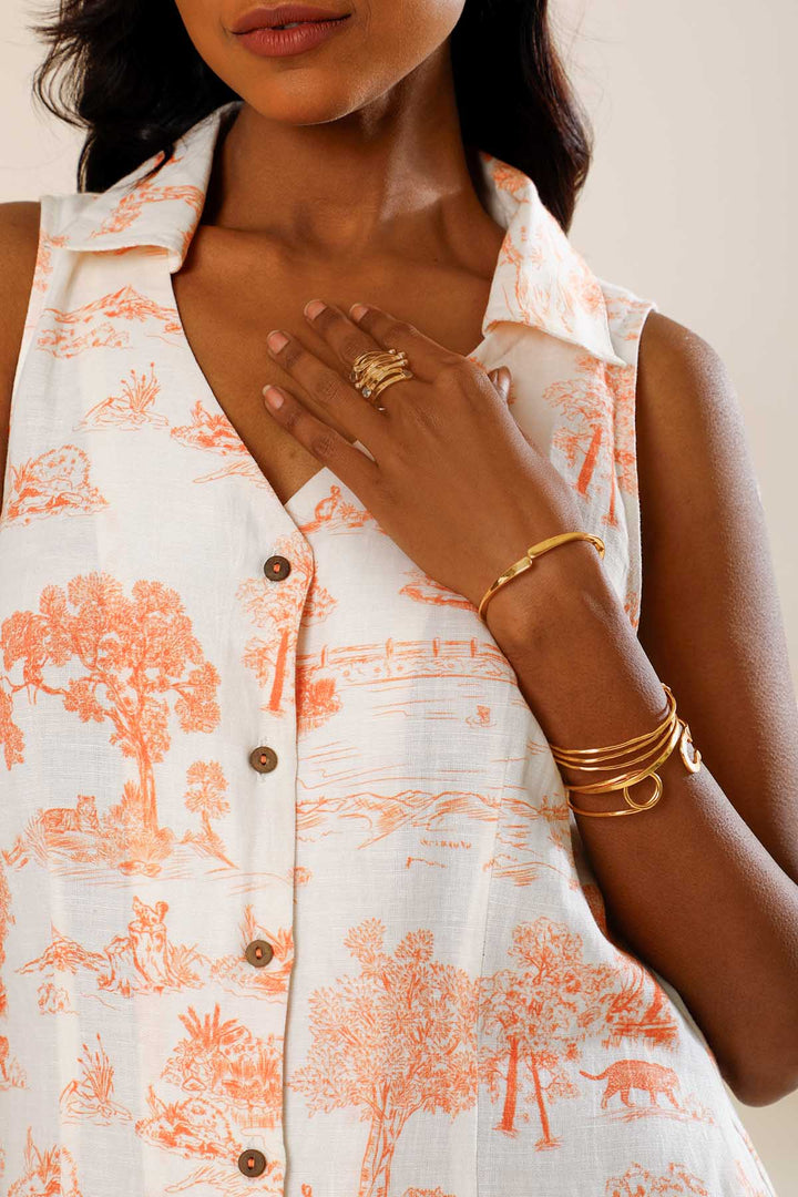 SIENNA TOILE PRINTED COLLAR DRESS