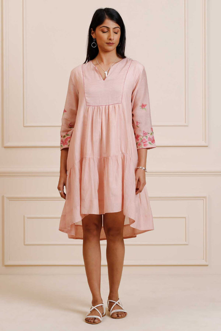Summer Bougainvillea Stripes Dress