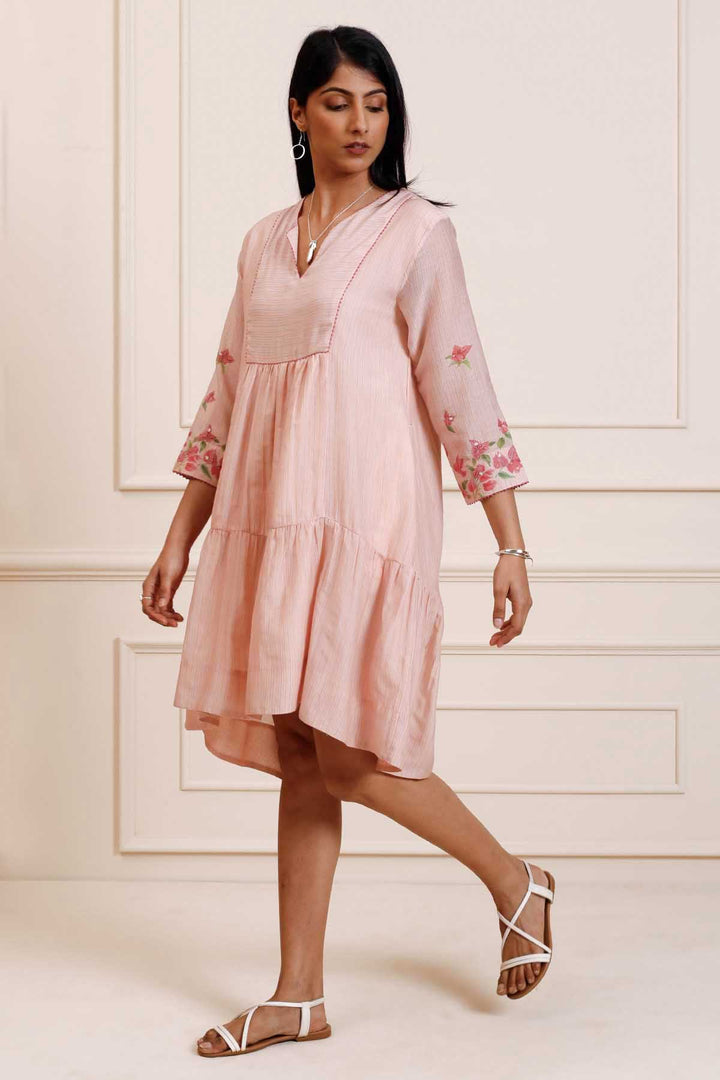 Summer Bougainvillea Stripes Dress