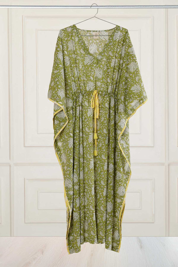 Olive Sangria Floral Kaftan