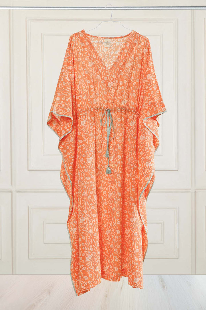 Light Orange Sangria Floral Kaftan