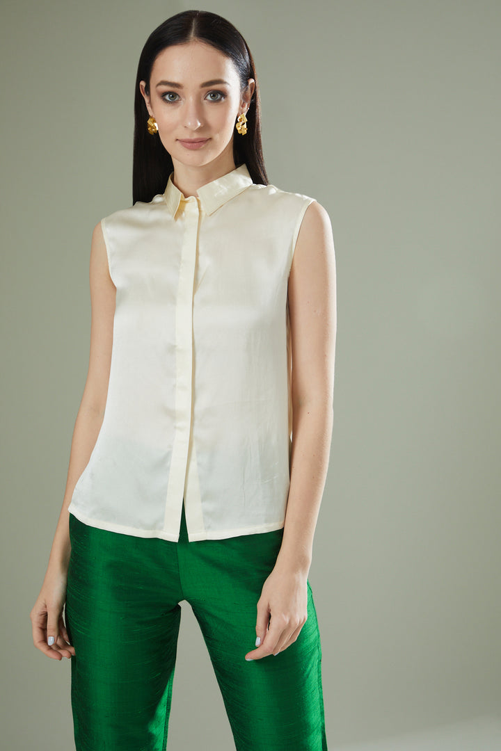 Gilded Placket Sleeveless Top