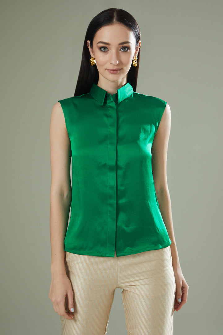 Emerald Fusion Placket Sleeveless Top