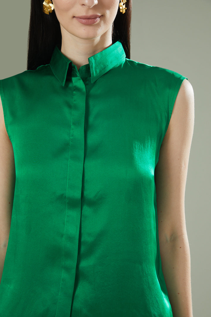 Emerald Fusion Placket Sleeveless Top