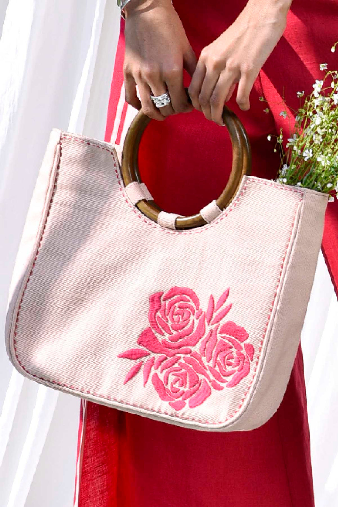 Blush Embroidered Bag