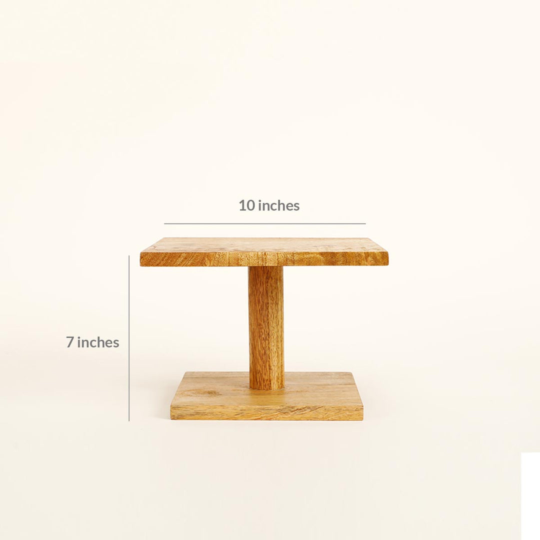 Natural Wood Cake Stand Square