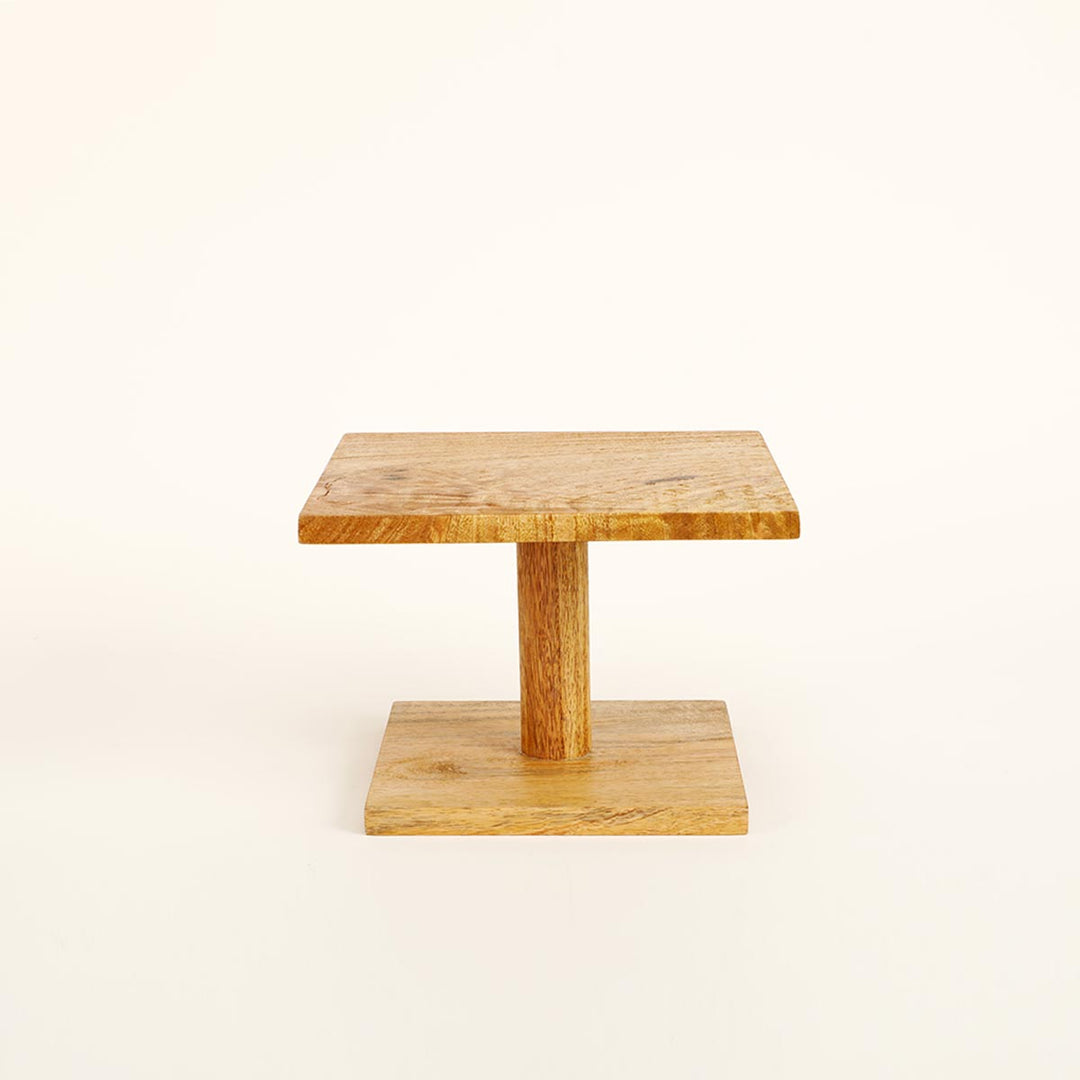 Natural Wood Cake Stand Square