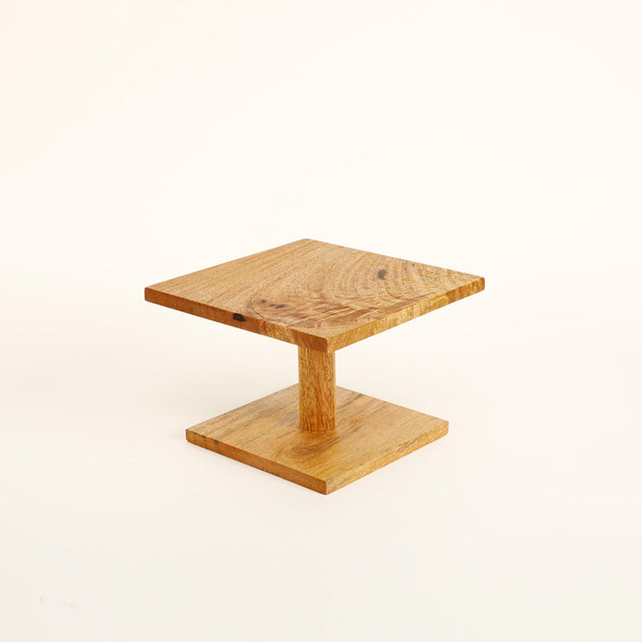 Natural Wood Cake Stand Square