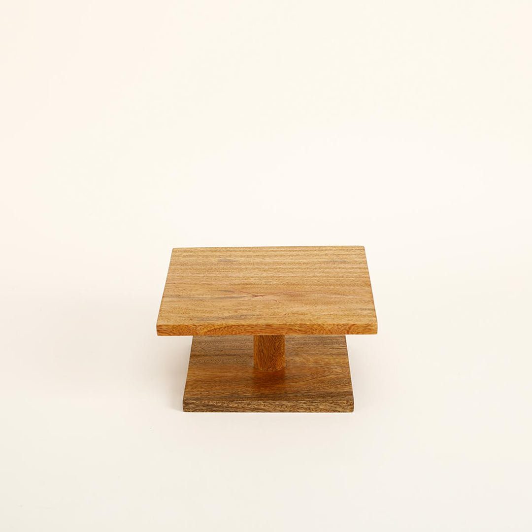 Natural Wood Cake Stand Square