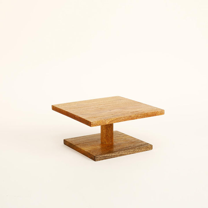 Natural Wood Cake Stand Square