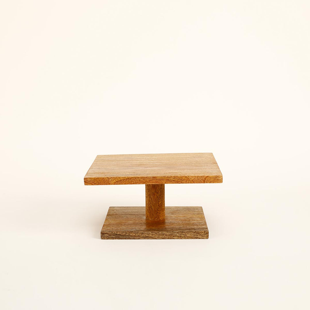 Natural Wood Cake Stand Square