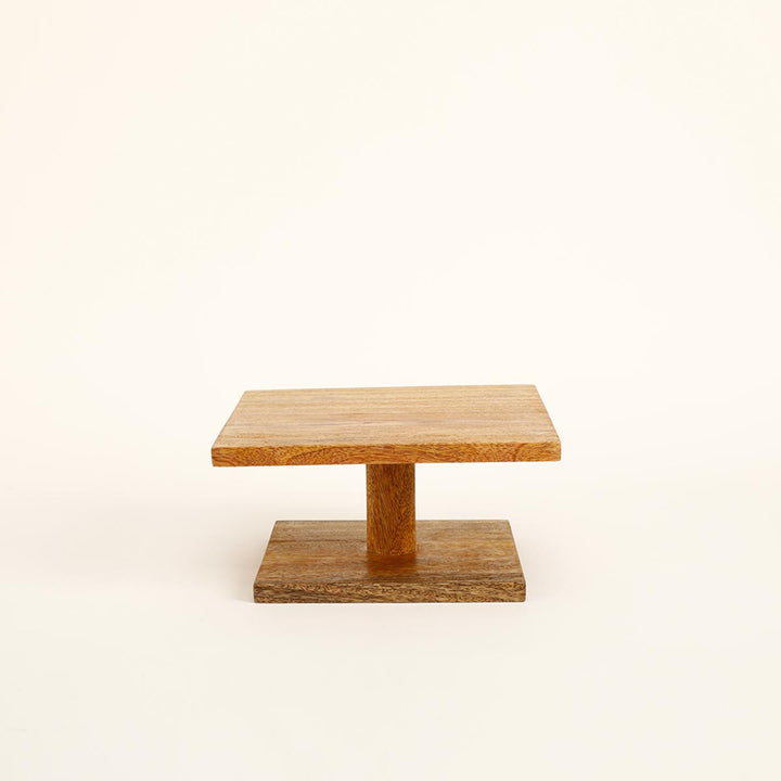 Natural Wood Cake Stand Square