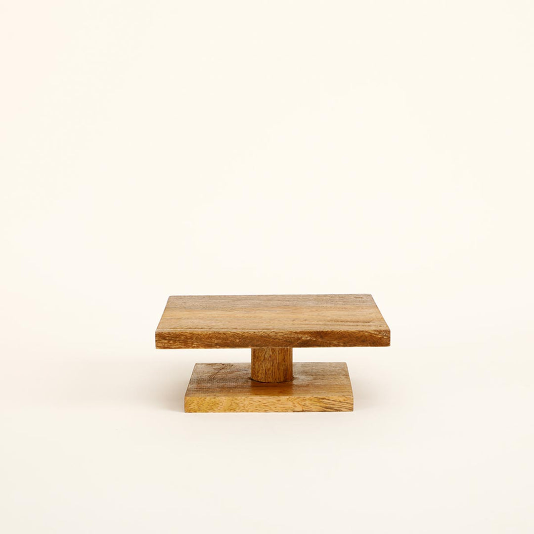 Natural Wood Cake Stand Square