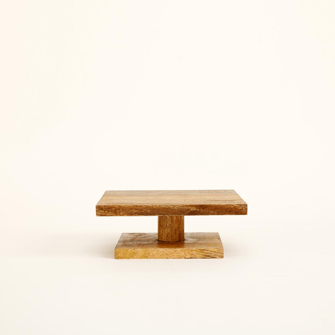 Natural Wood Cake Stand Square