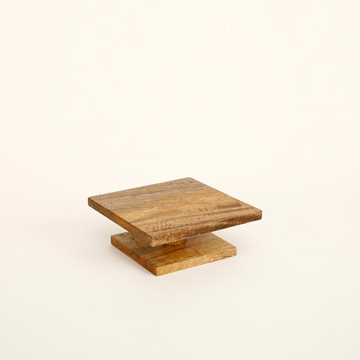 Natural Wood Cake Stand Square