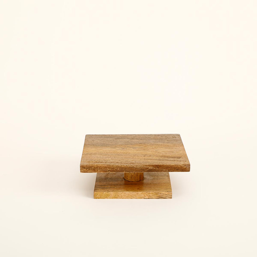 Natural Wood Cake Stand Square