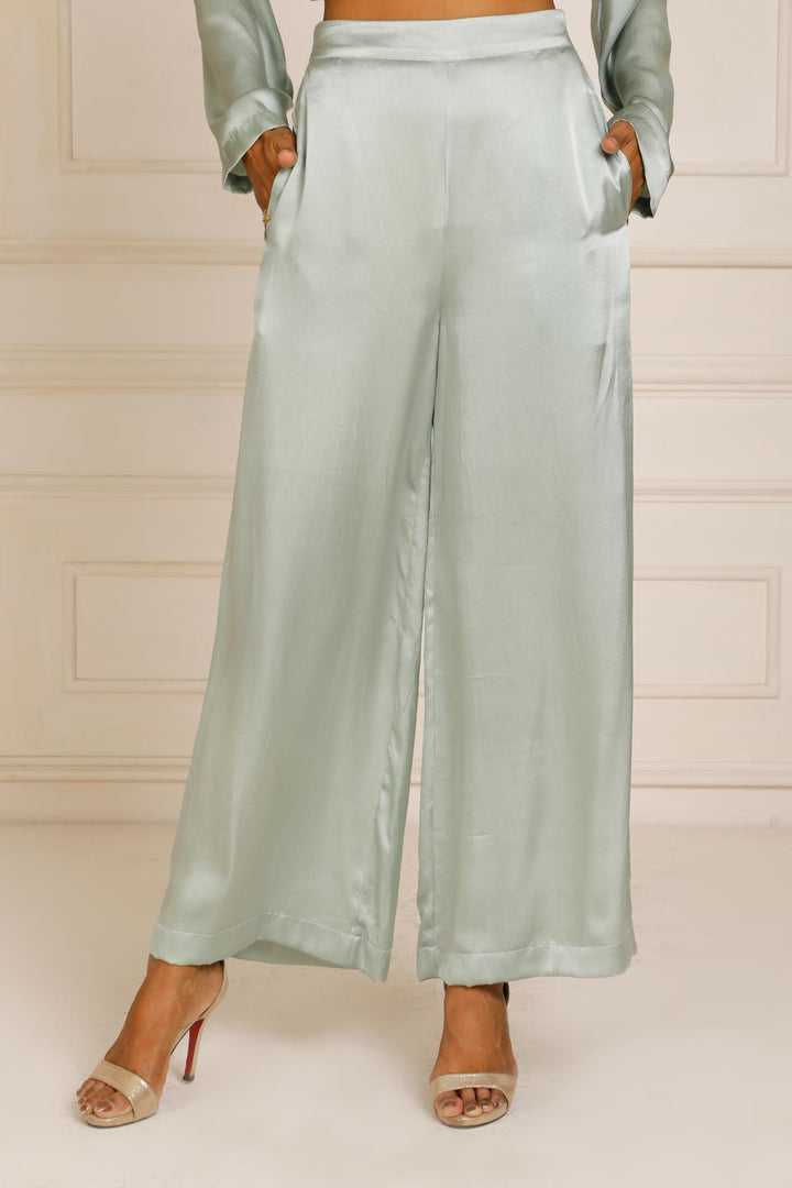 Theia 2.0 Satin Wide Leg Pant - Sea Green