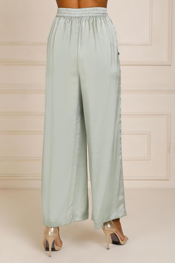 Theia 2.0 Satin Wide Leg Pant - Sea Green