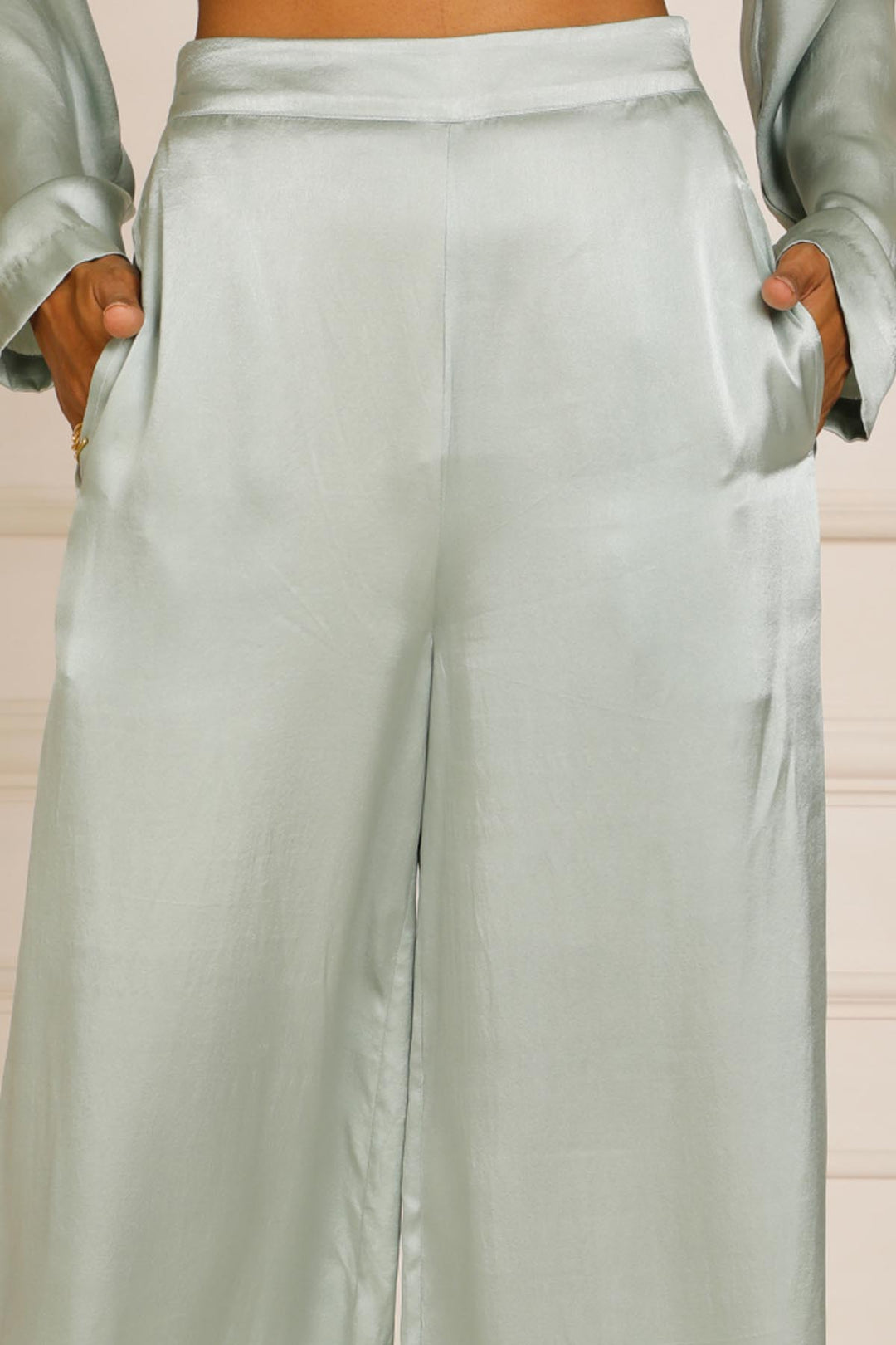 Theia 2.0 Satin Wide Leg Pant - Sea Green