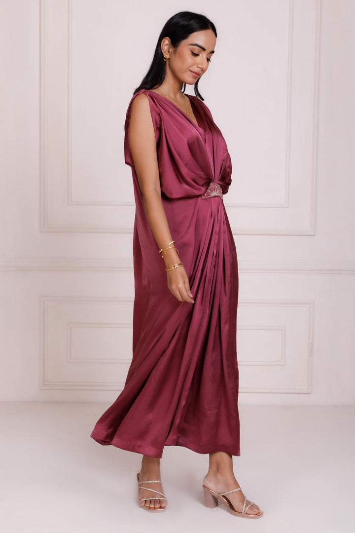 Theia 2.0 Draped Kaftan - Plum