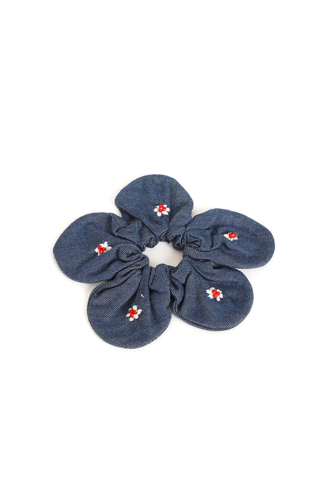 MIDNIGHT PERIWINKLE FLOWER SCRUNCHIE