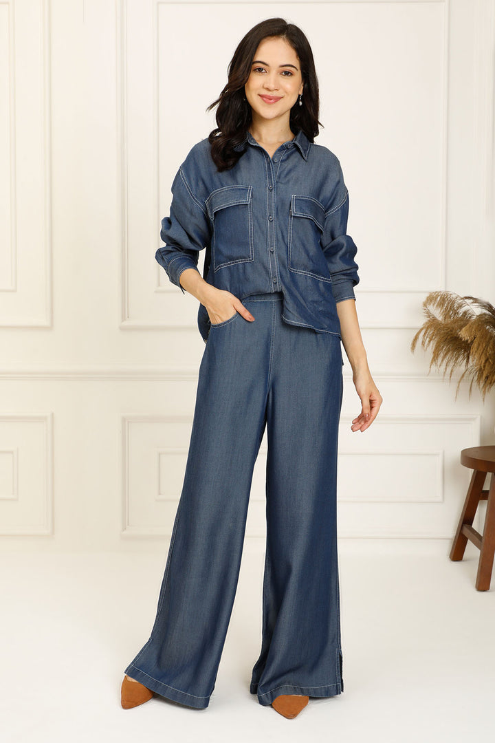 DENIM HIGHLOW BOXY SHIRT