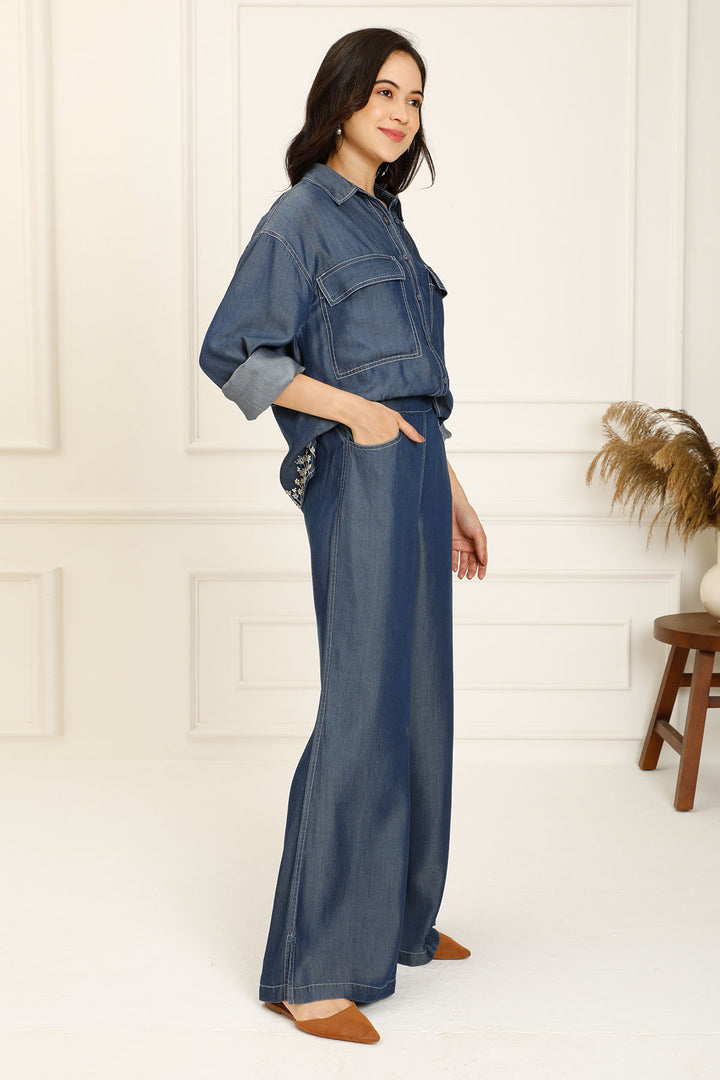 DENIM HIGHLOW BOXY SHIRT