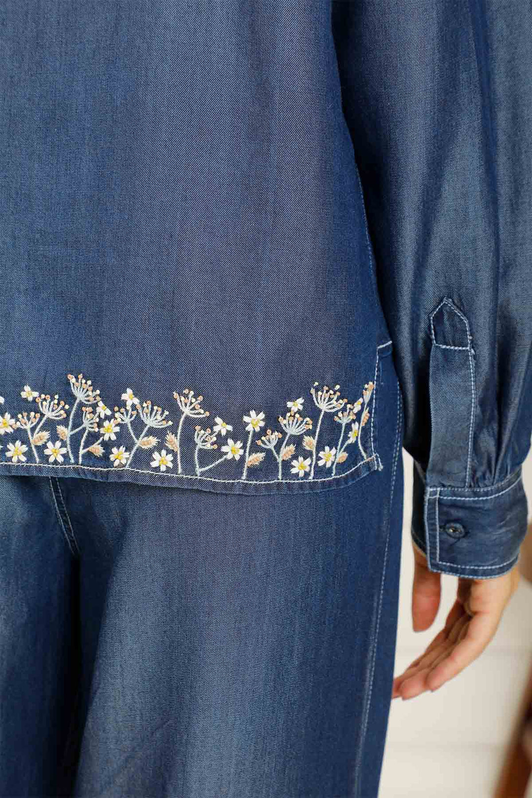 DENIM HIGHLOW BOXY SHIRT