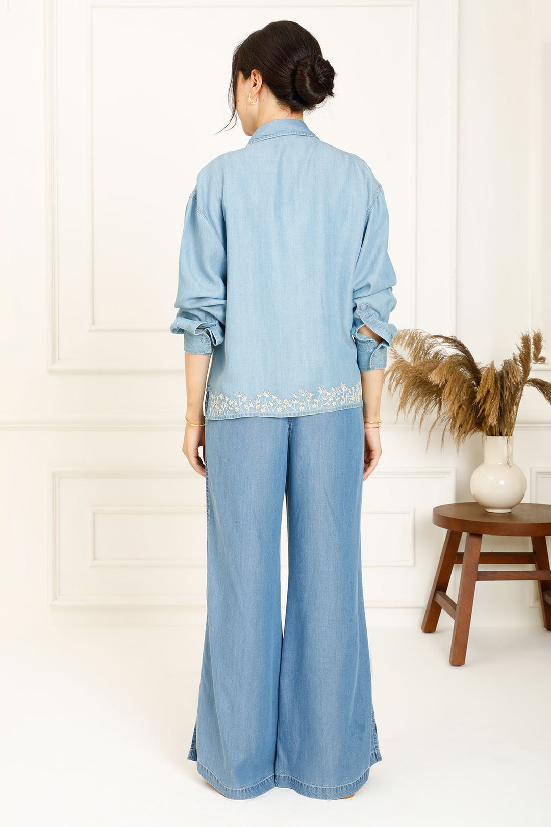 DENIM HIGHLOW BOXY SHIRT