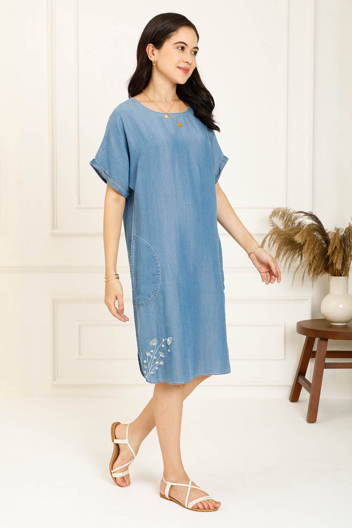 EXTENDED DENIM SLEEVE DRESS