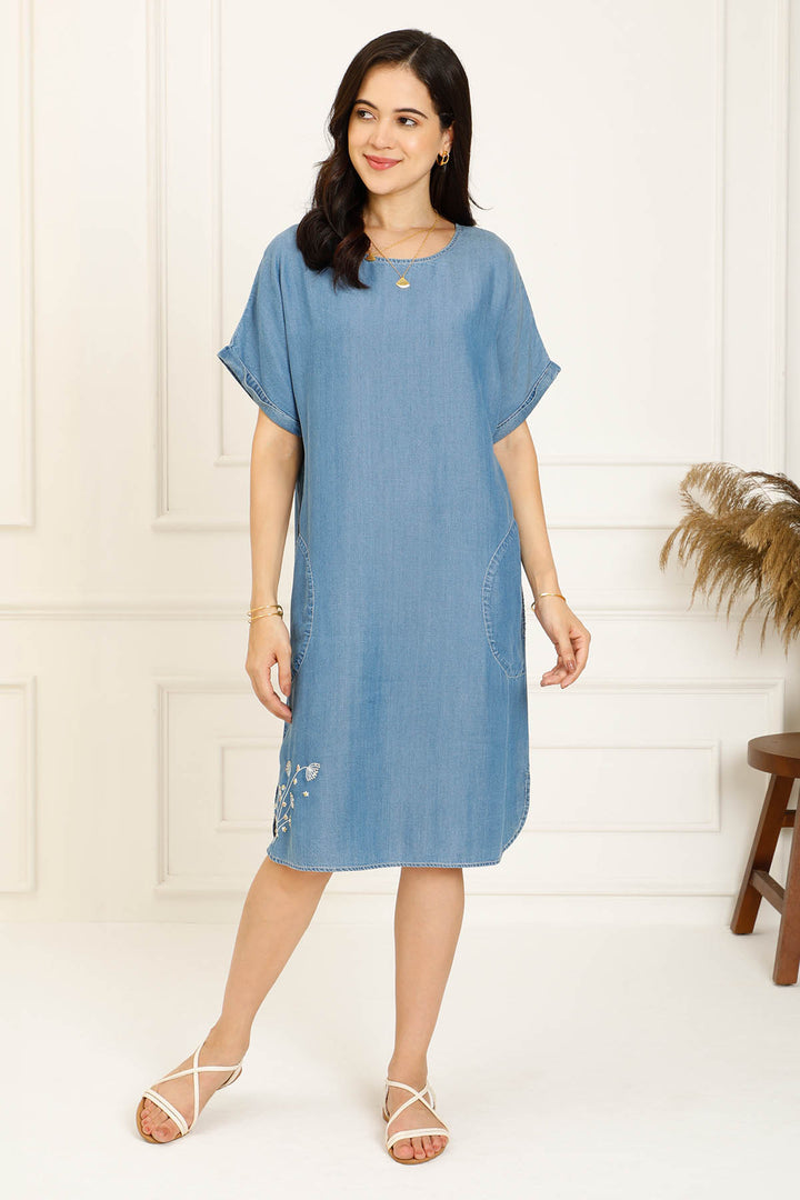 EXTENDED DENIM SLEEVE DRESS