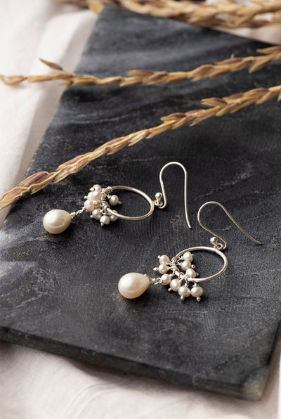 Gretchen Silver Pearl Earrings