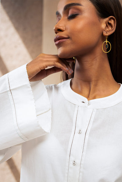 Blanco Mandarin Collar Tunic for Women