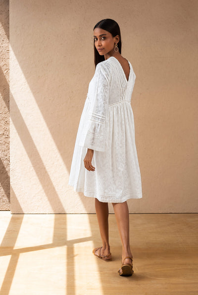 Blanco Ruffled Flair Dress Online