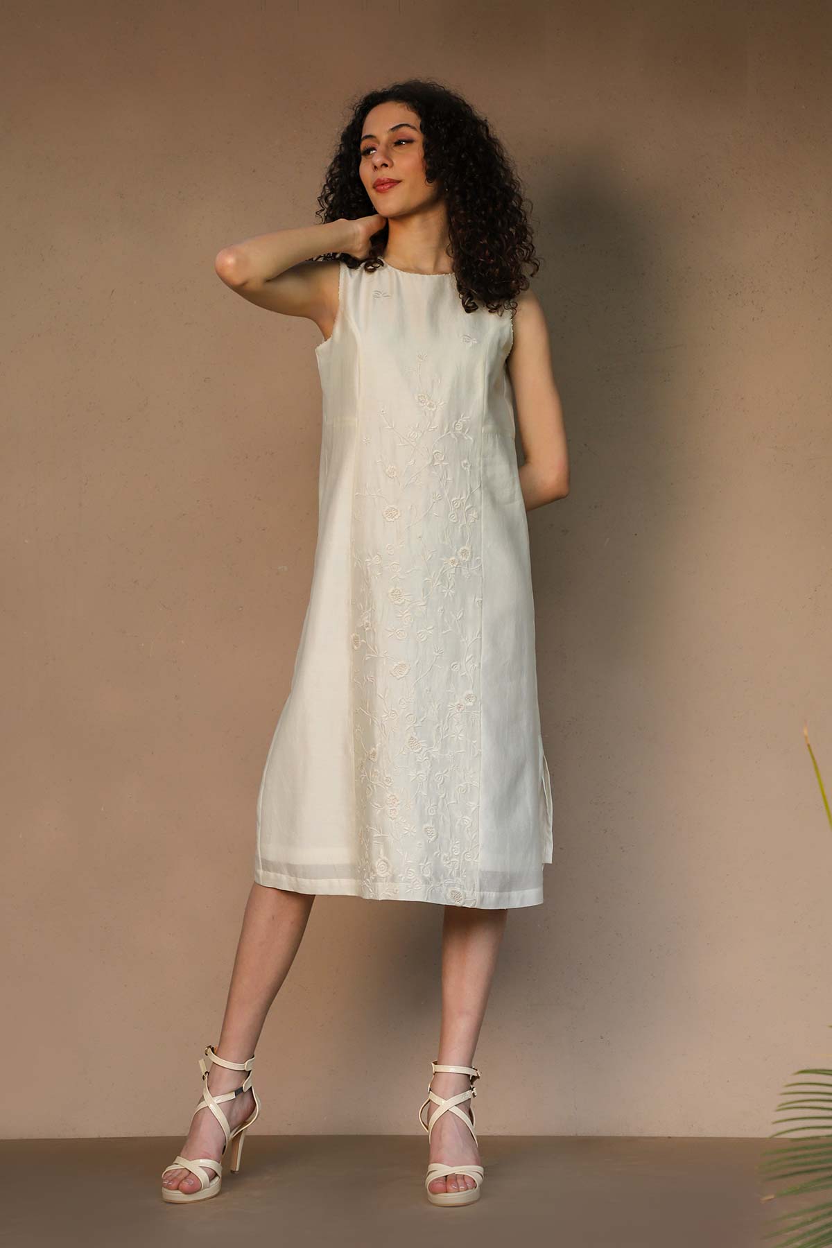 April Ivory Slit Dress